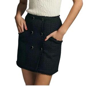 Mauve by anthropology  black Tweed Skirt